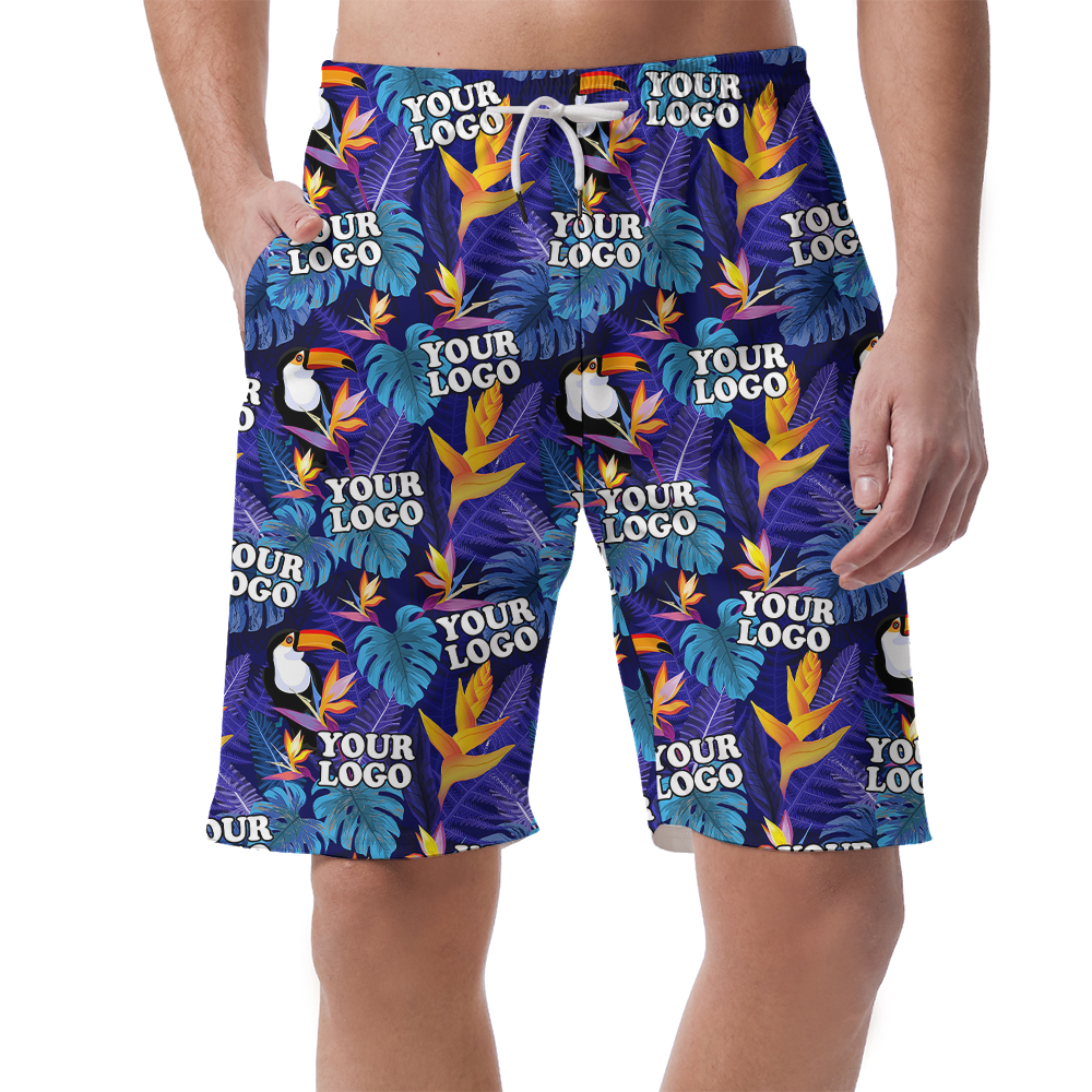 Custom Team Logo Tropical Toucan Men's Beach Shorts - variant image 1