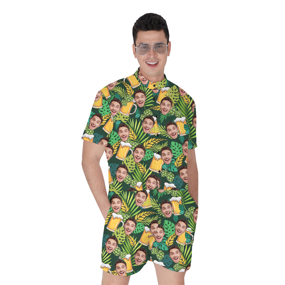 Tropical Beer Men's Romper With Custom Face - variant image 1