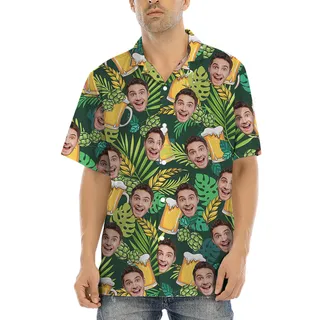 Custom Face Beer Green Aloha Shirt