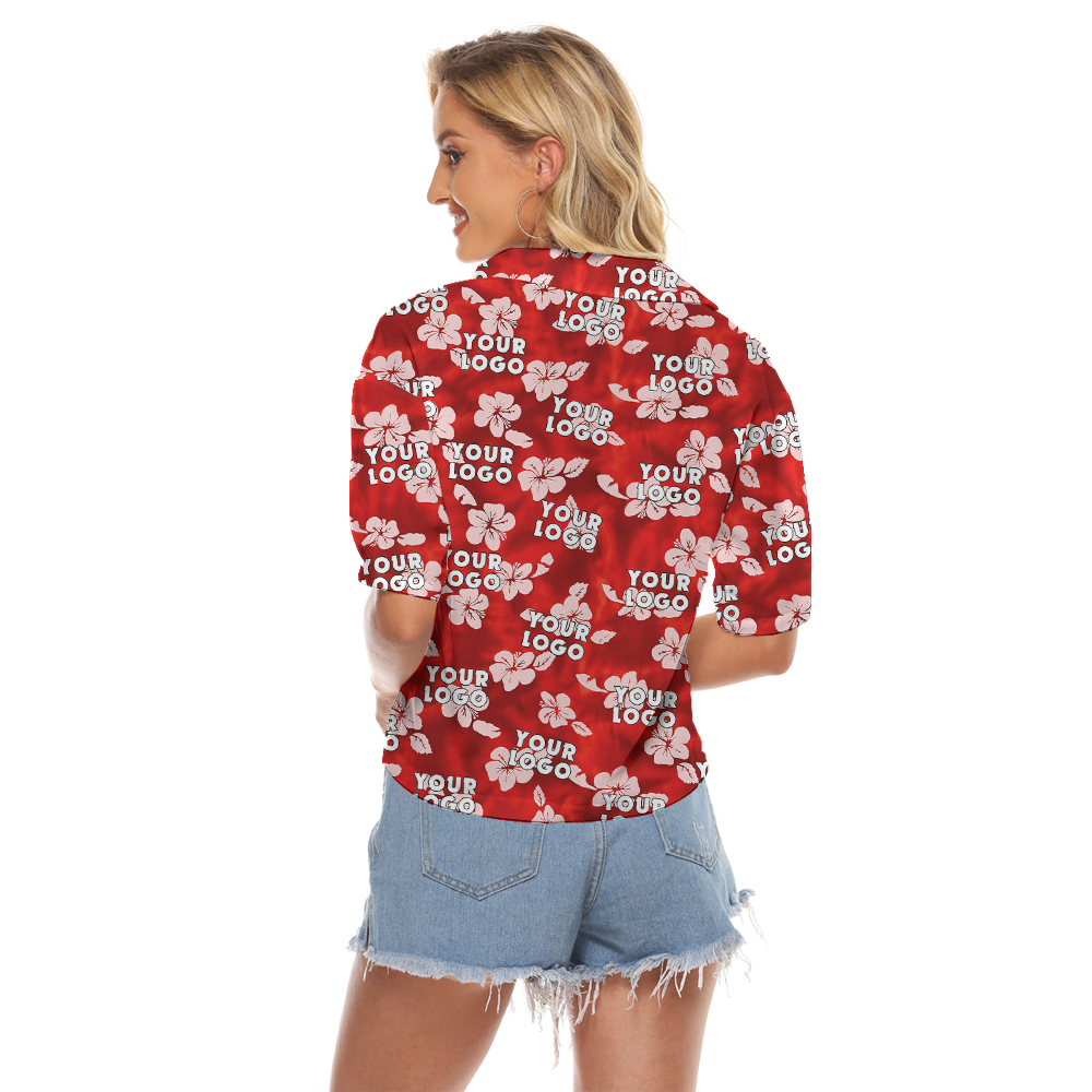 Custom Company Logo Floral Vintage Women's Cropped Shirt