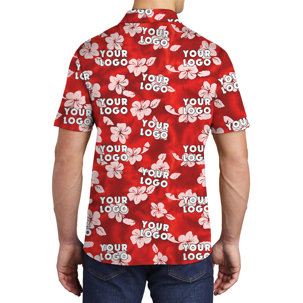 Custom Logo Classic Hibiscus Red Polo Golf Shirt