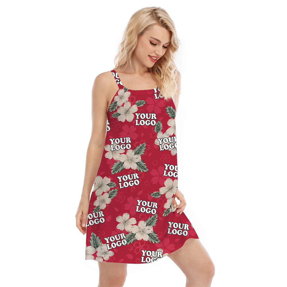Vintage Hibiscus Luau Dress With Custom Company Logo
