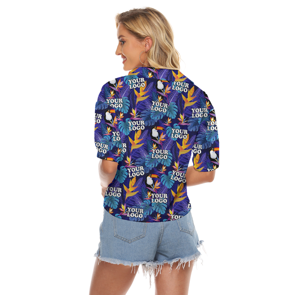 Custom Company Logo Parrot Hawaiian Cropped Shirt