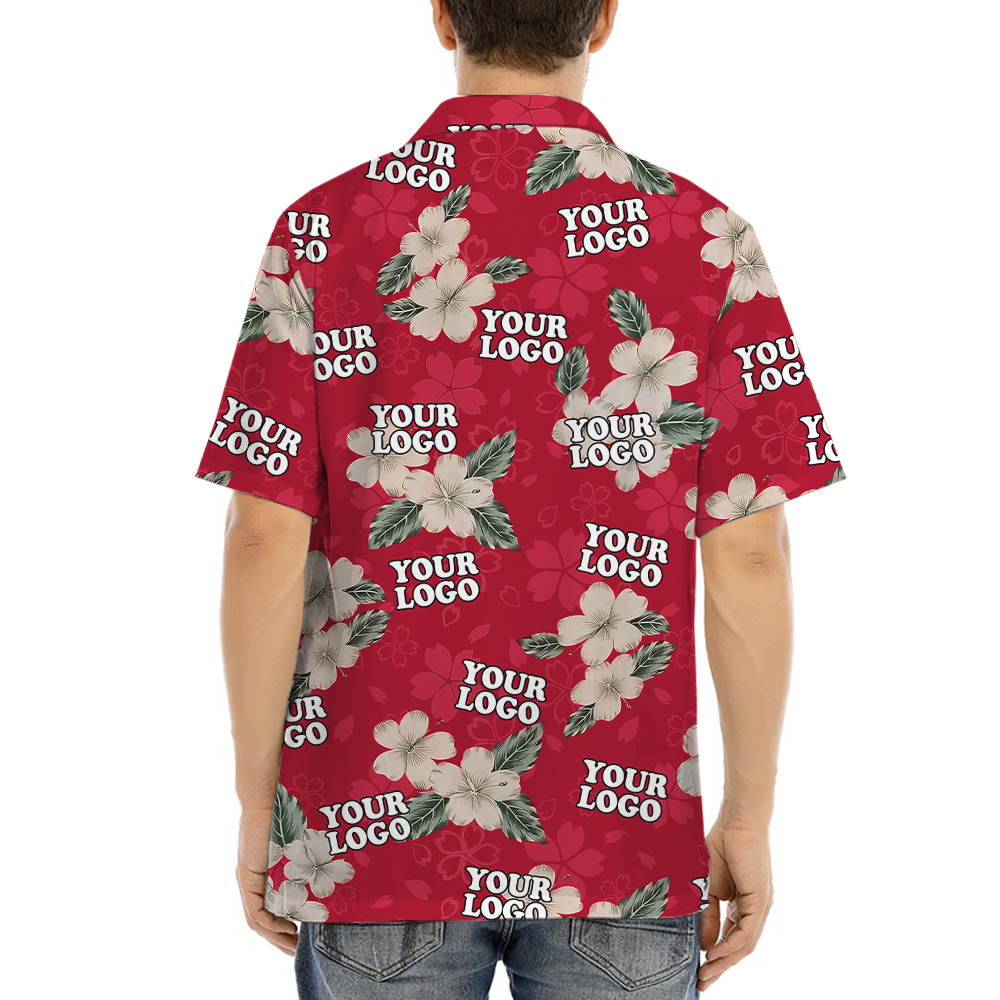 Custom Company Logo Floral Red Friday Aloha Shirt
