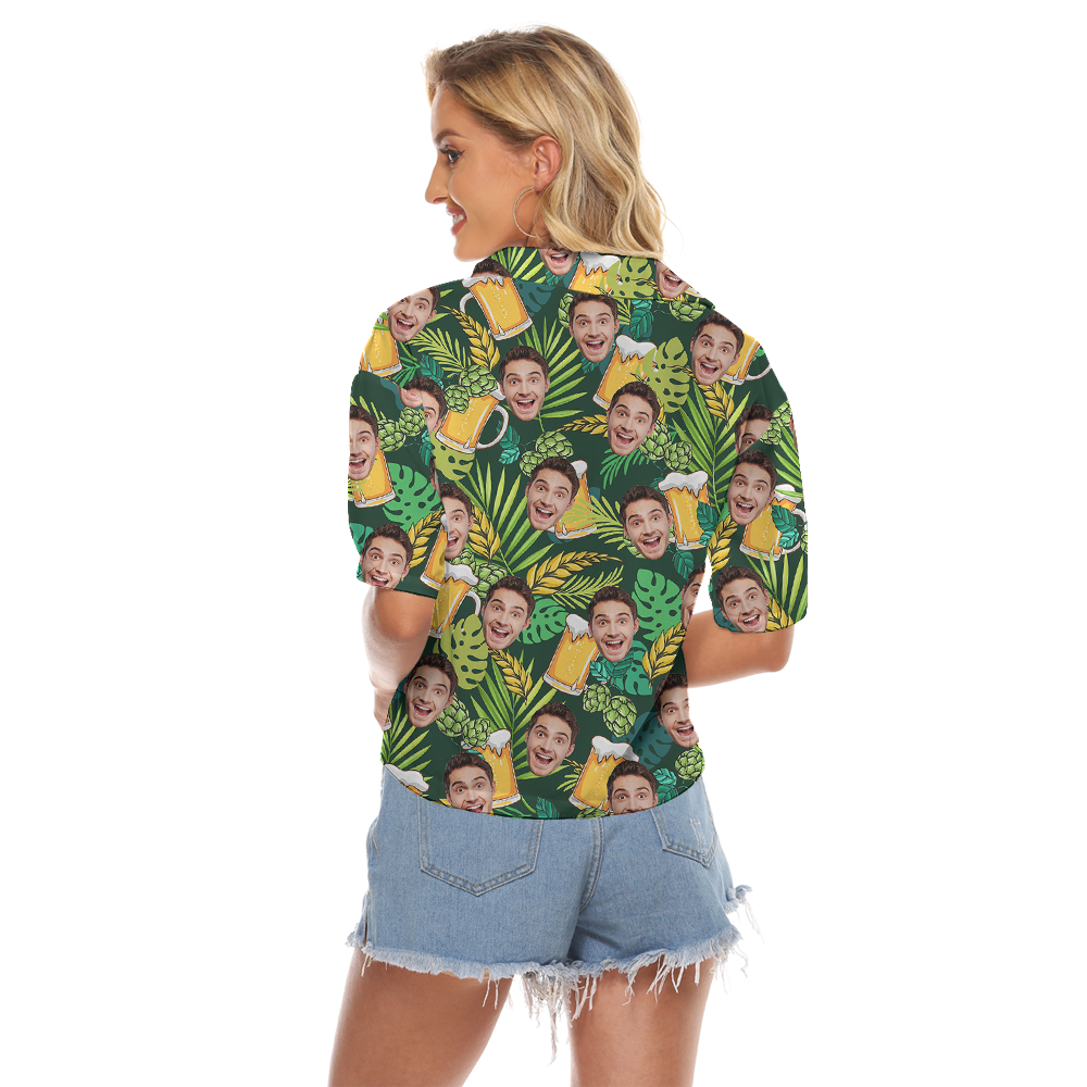 Custom Face Tropical Beer Women's Crop Top Shirt