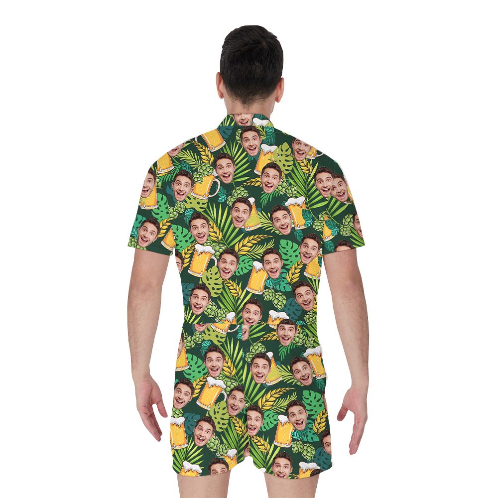 Tropical Beer Men's Romper With Custom Face