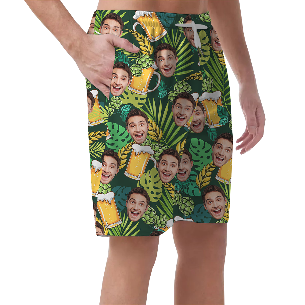 Tropical Beer Hawaiian Beach Shorts With Custom Face