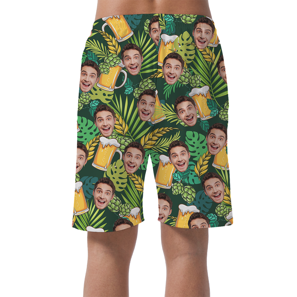 Tropical Beer Hawaiian Beach Shorts With Custom Face