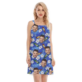 Floral Beer Aloha Dress With Custom Face