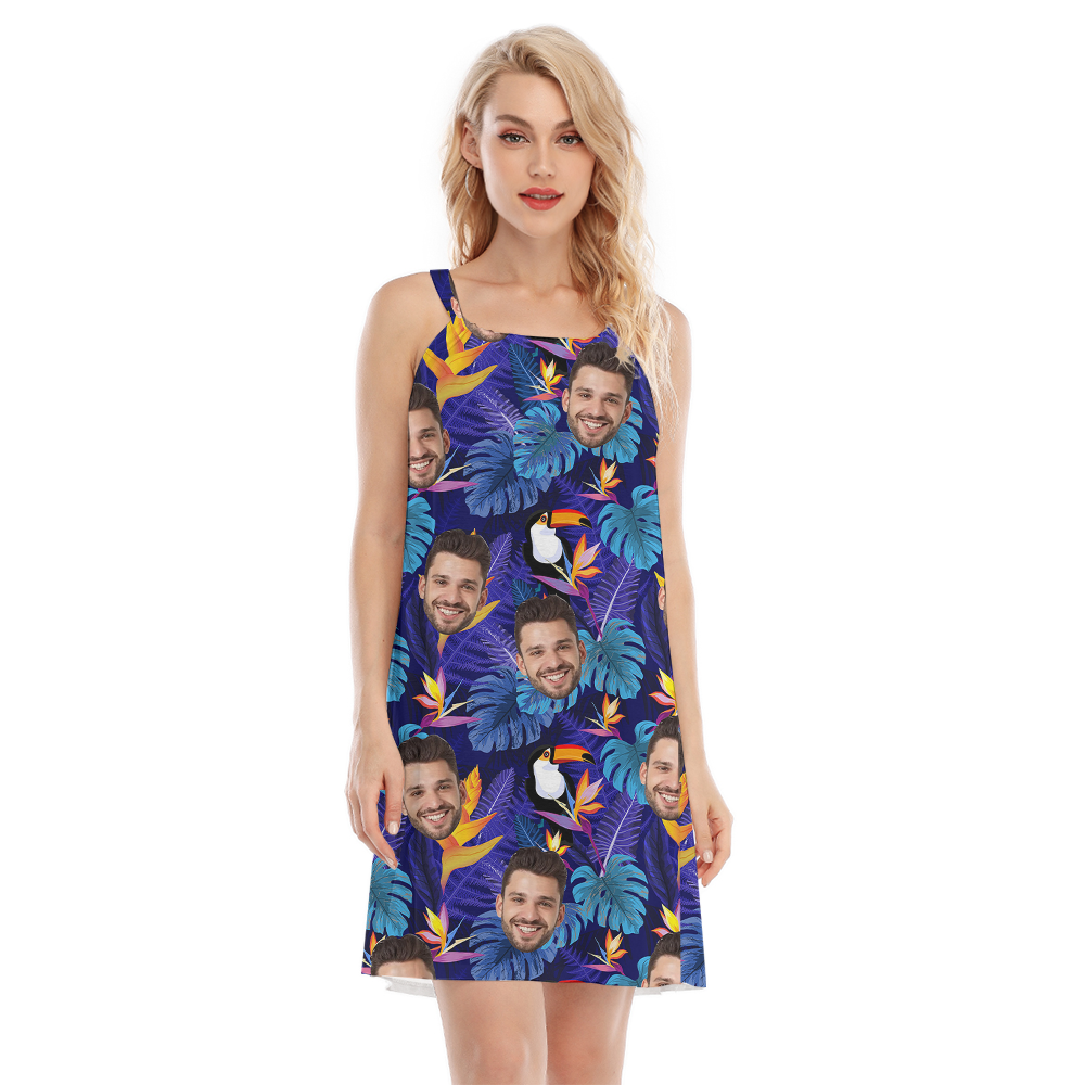 Custom Face Toucan Tropical Purple Cami Dress - variant image 1