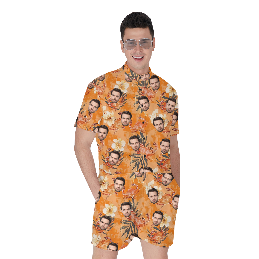 Custom 1-5 Faces Orange Men's Romper - variant image 1