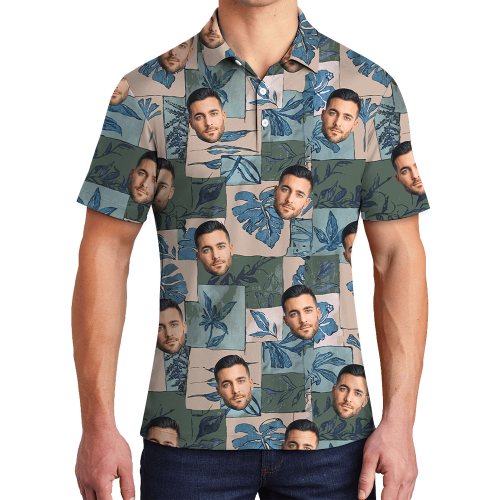Custom 1-5 Faces Tropical Vintage Hawaiian Polo Shirt - variant image 1