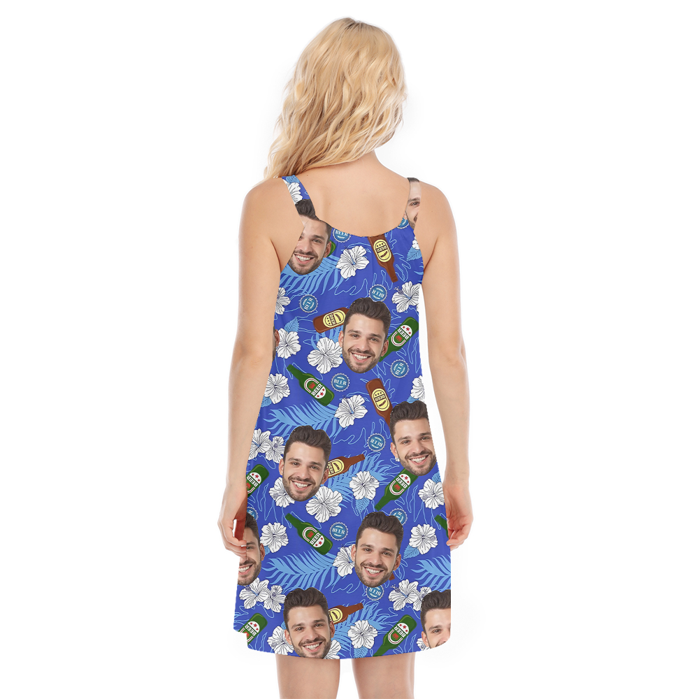 Floral Beer Aloha Dress With Custom Face