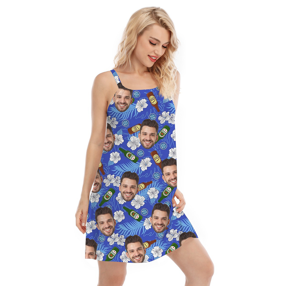 Floral Beer Aloha Dress With Custom Face