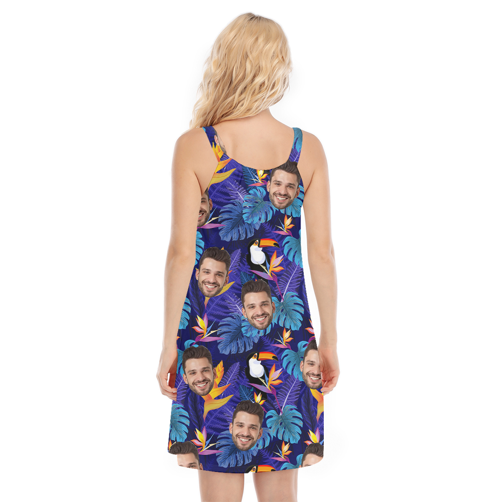 Custom Face Toucan Tropical Purple Cami Dress