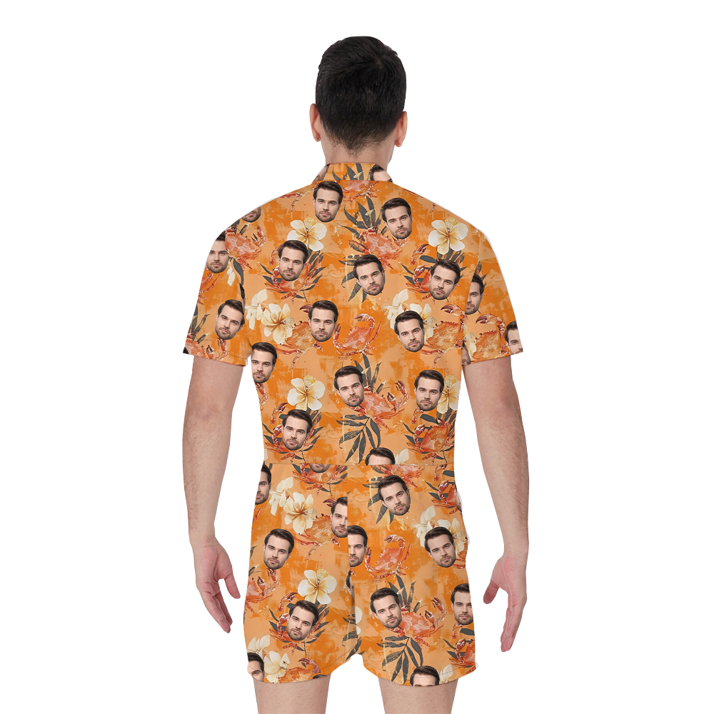 Custom 1-5 Faces Orange Men's Romper