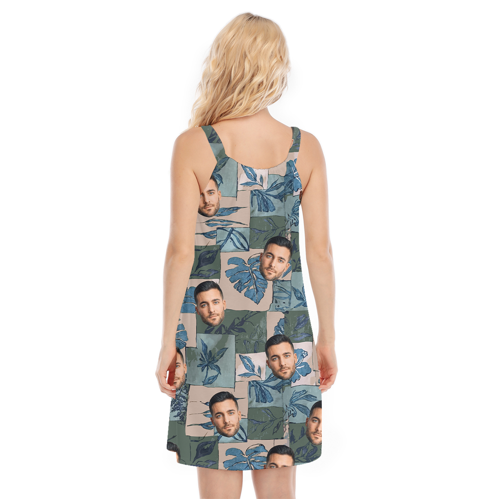 Custom Vintage Tropical Cami Dress With Face