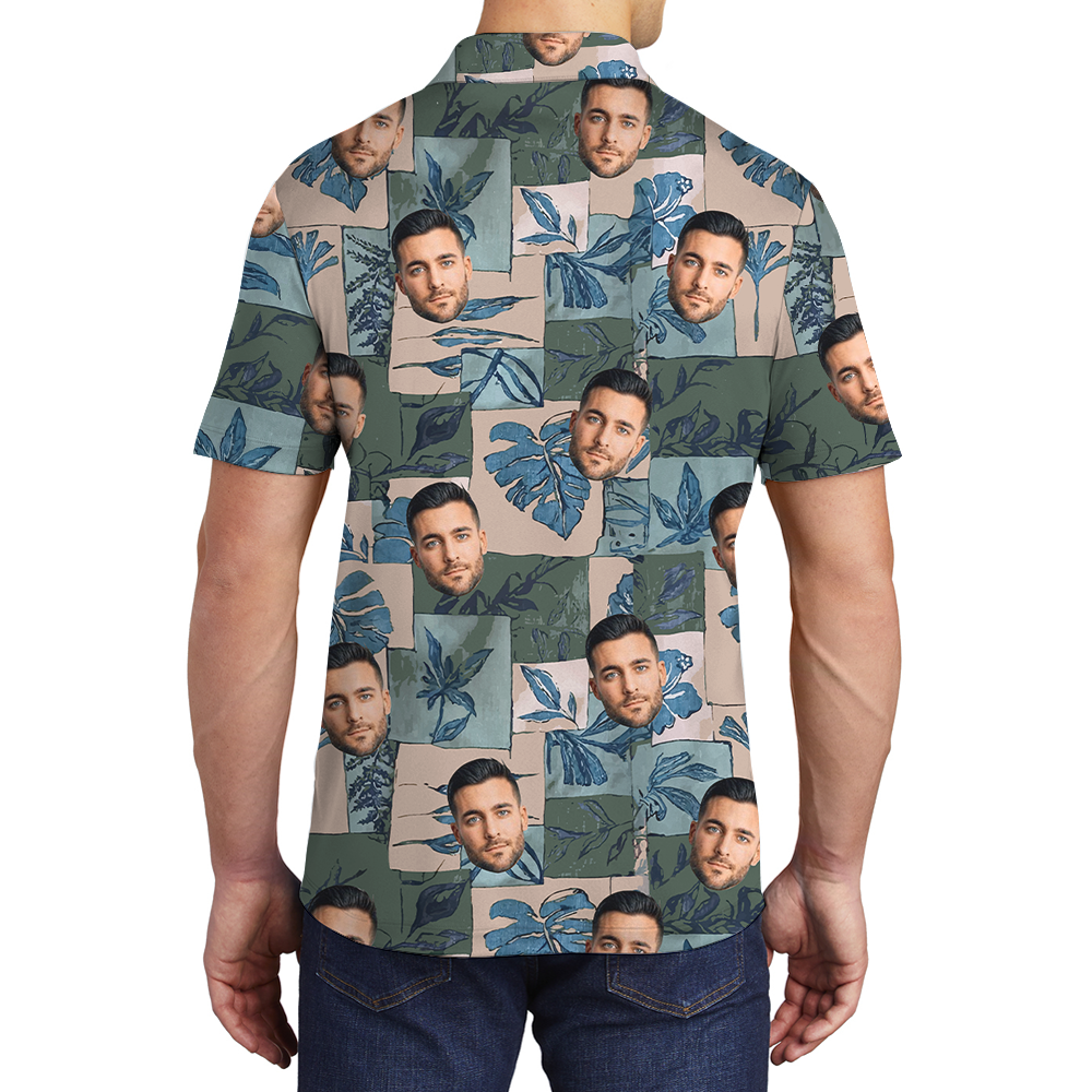 Custom 1-5 Faces Tropical Vintage Hawaiian Polo Shirt