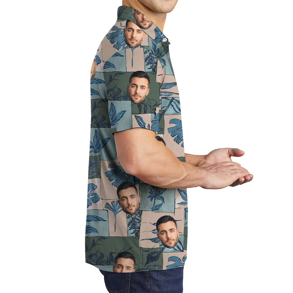 Custom 1-5 Faces Tropical Vintage Hawaiian Polo Shirt