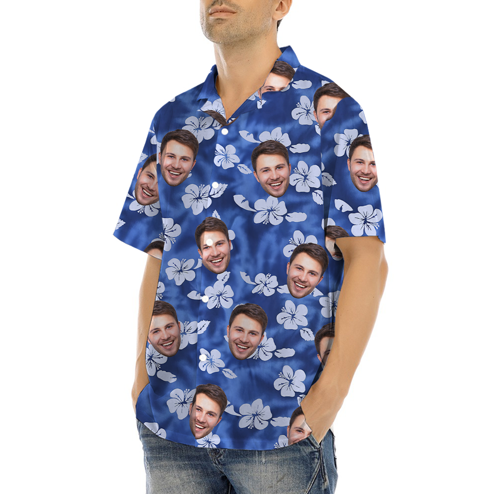 Custom Hibiscus Blue Hawaiian Shirt With Preview