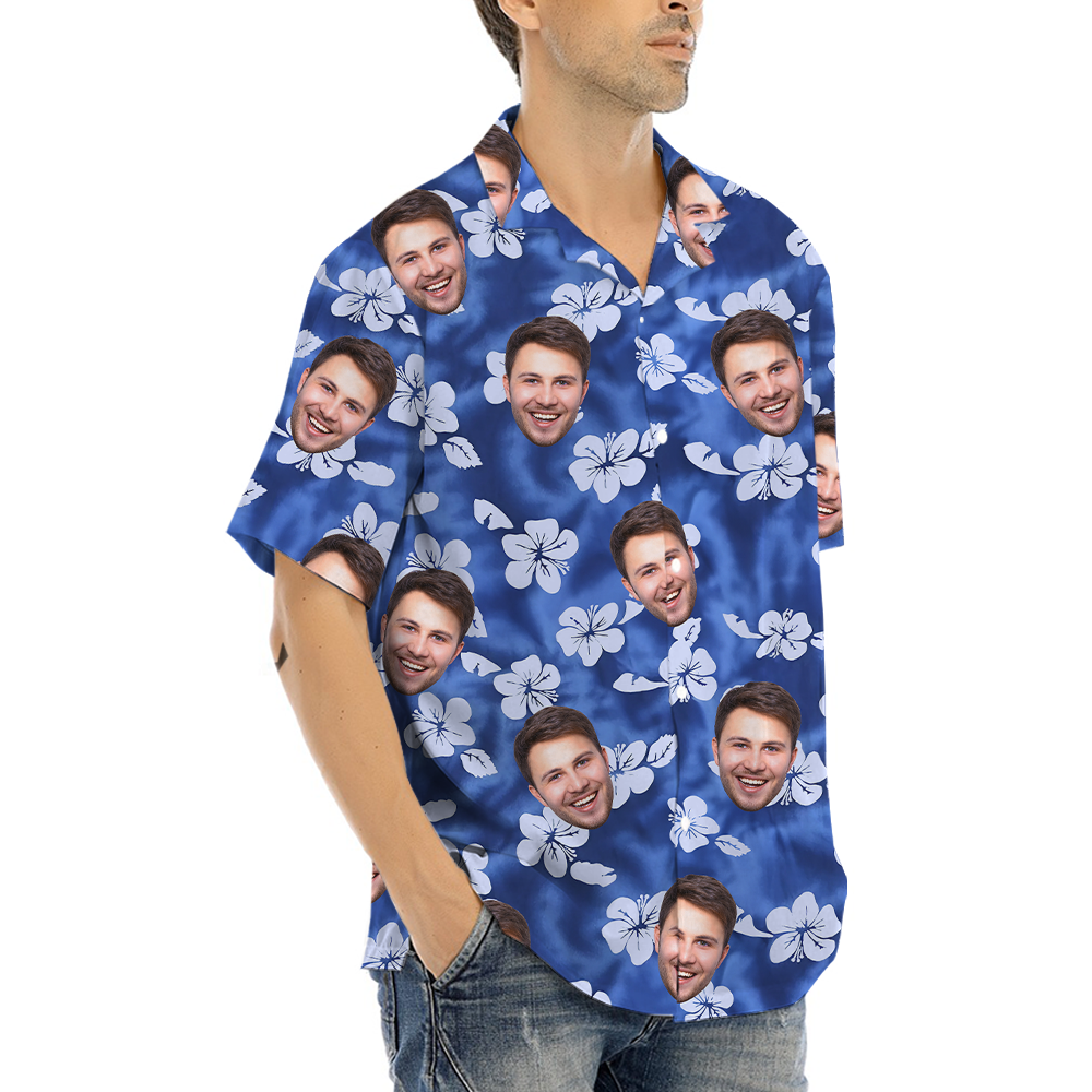 Custom Hibiscus Blue Hawaiian Shirt With Preview