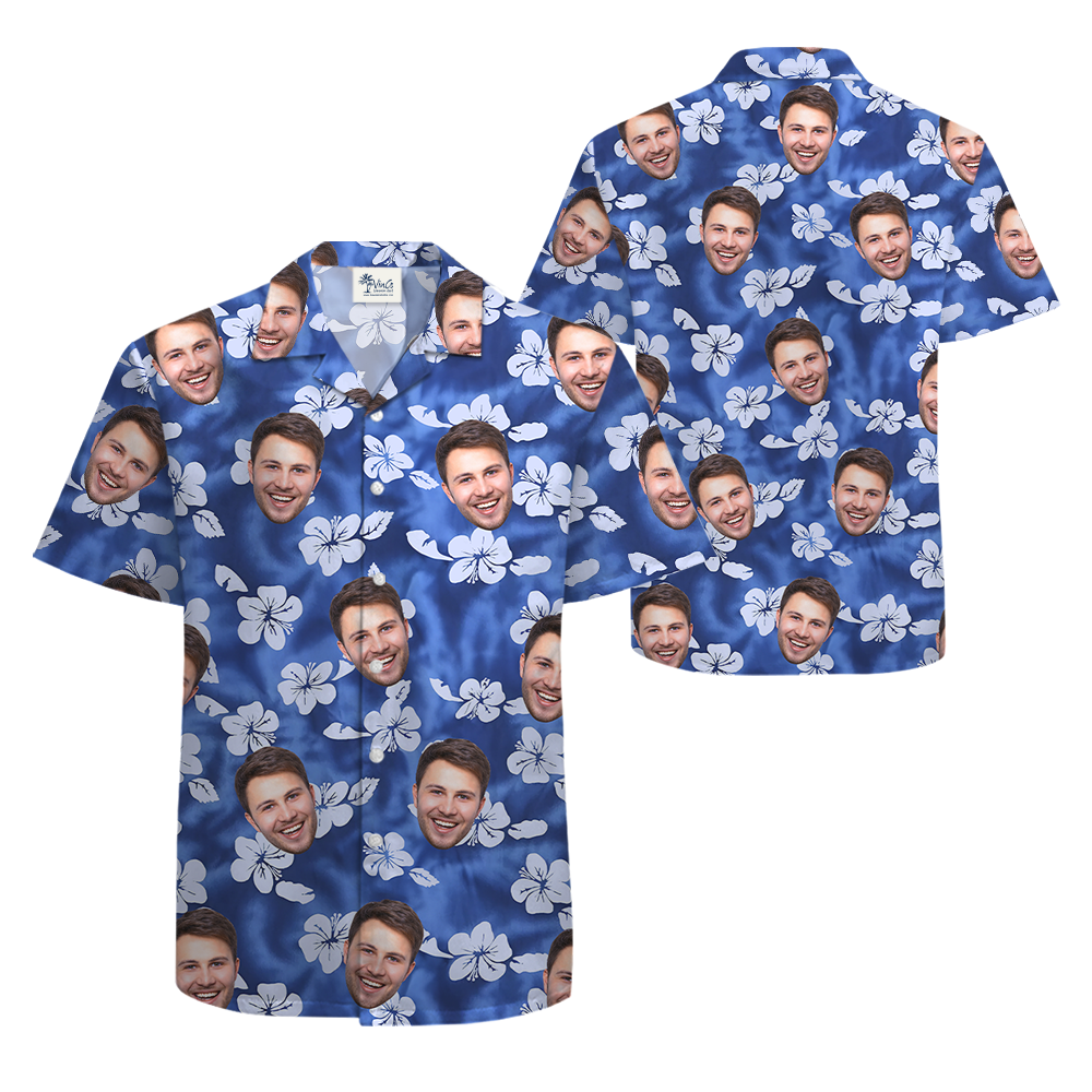 Custom Hibiscus Blue Hawaiian Shirt With Preview