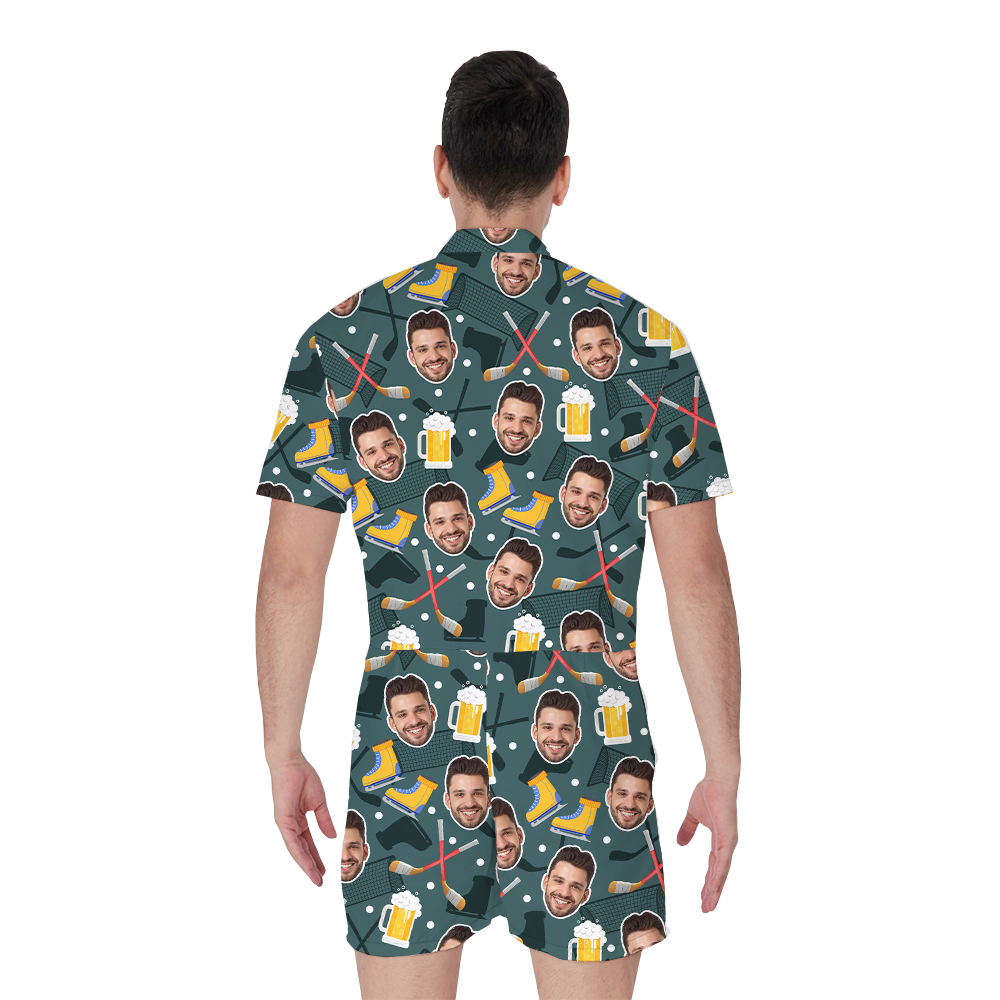 Ice Hockey Beer Hawaiian Romper With Custom Face