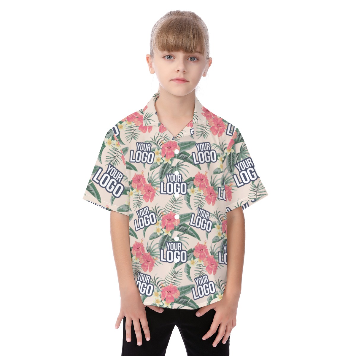 Personalized Kid's Cotton Hawaiian Shirt Tropical - variant image 1