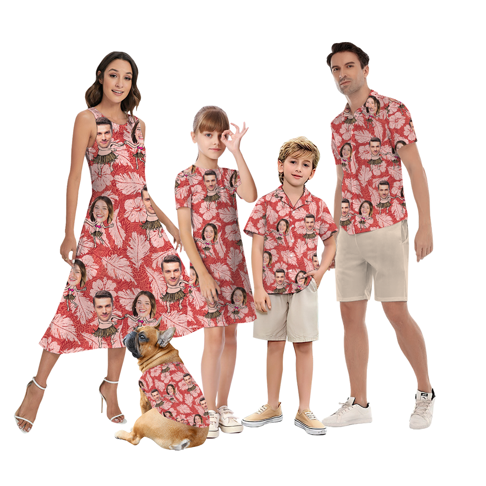 Funny Custom Face Hula Floral Matching Hawaiian Outfits For Family - variant image 1