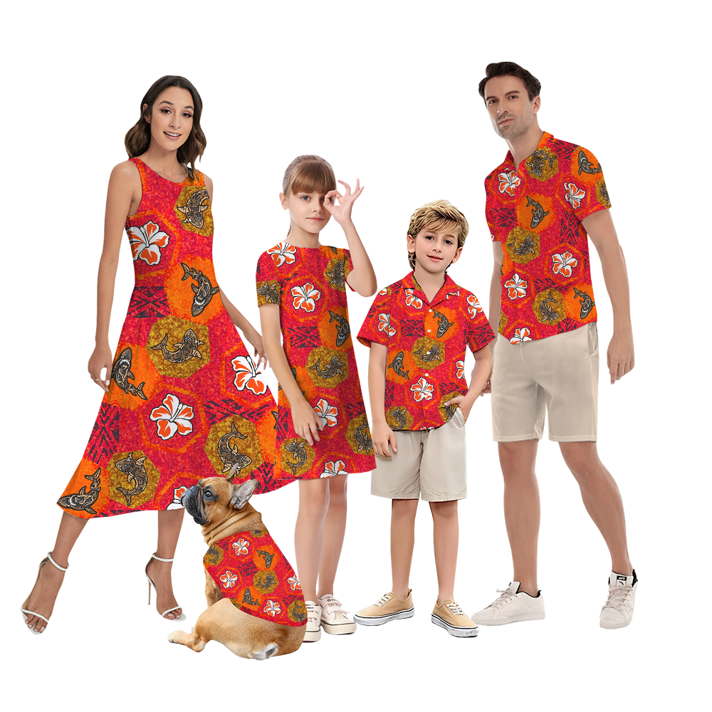 Vintage Shark Matching Family Hawaiian Outfits - variant image 1