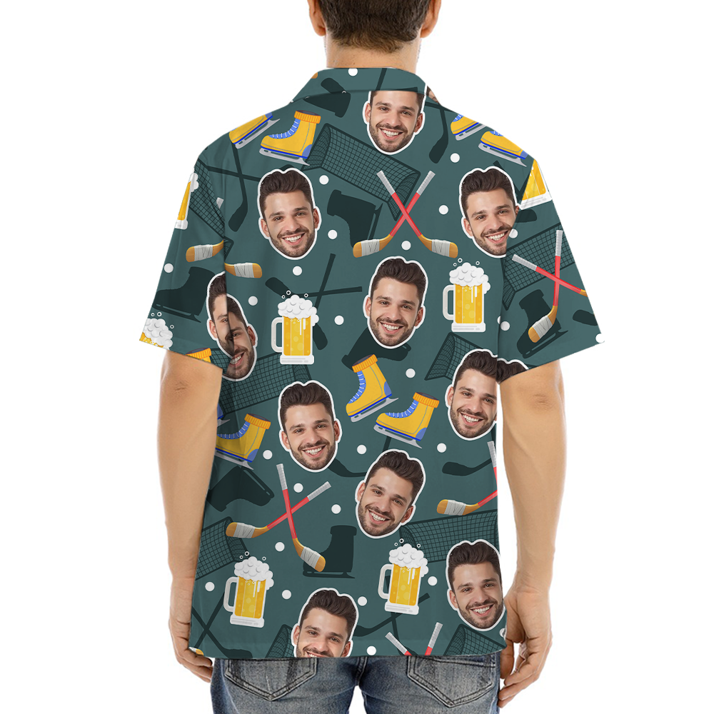 Beer And Hockey Custom Face Hawaiian Shirt