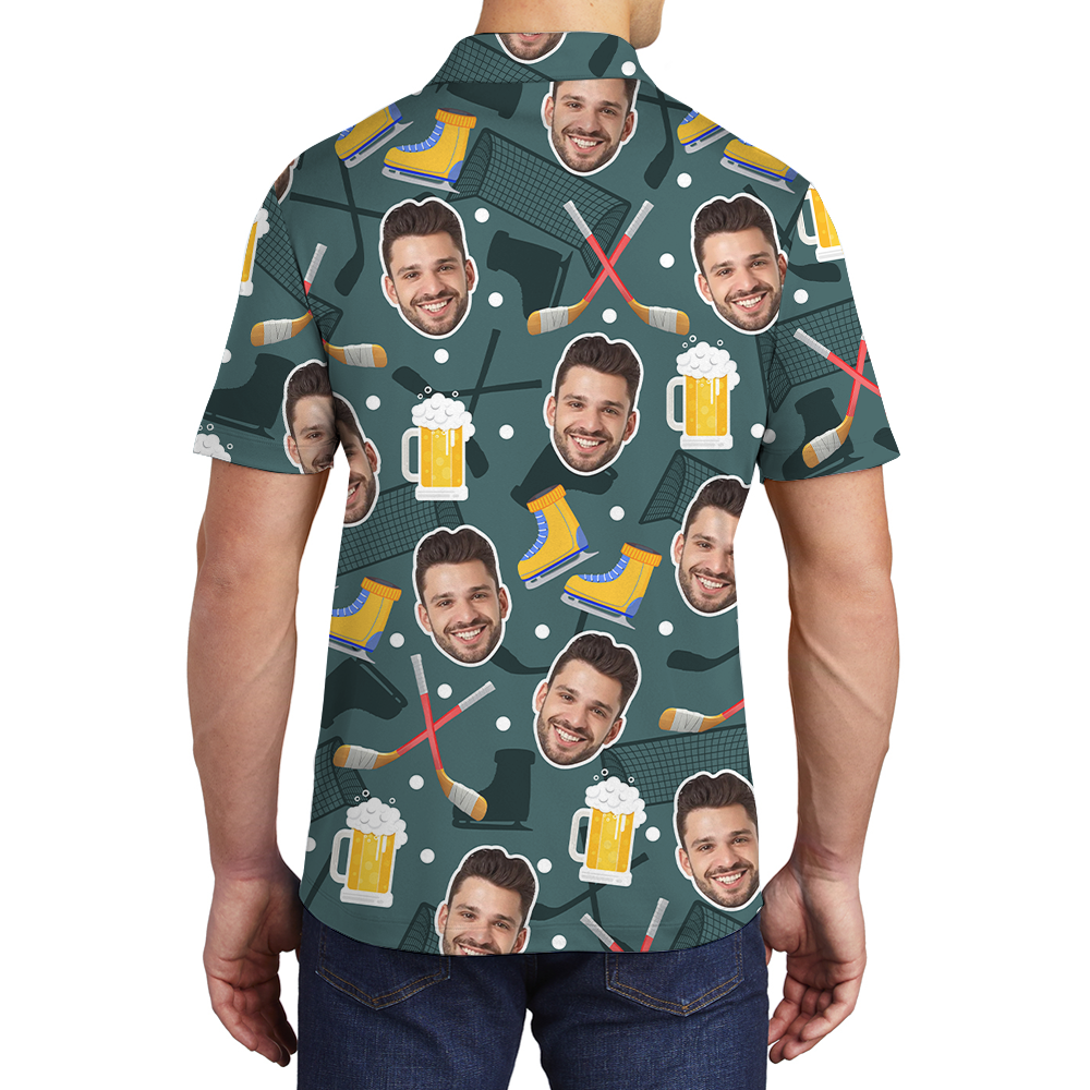 Custom Face Beer Hockey Polo Shirt