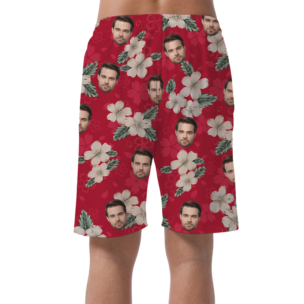 Custom Face Floral Vintage Hawaiian Beach Shorts