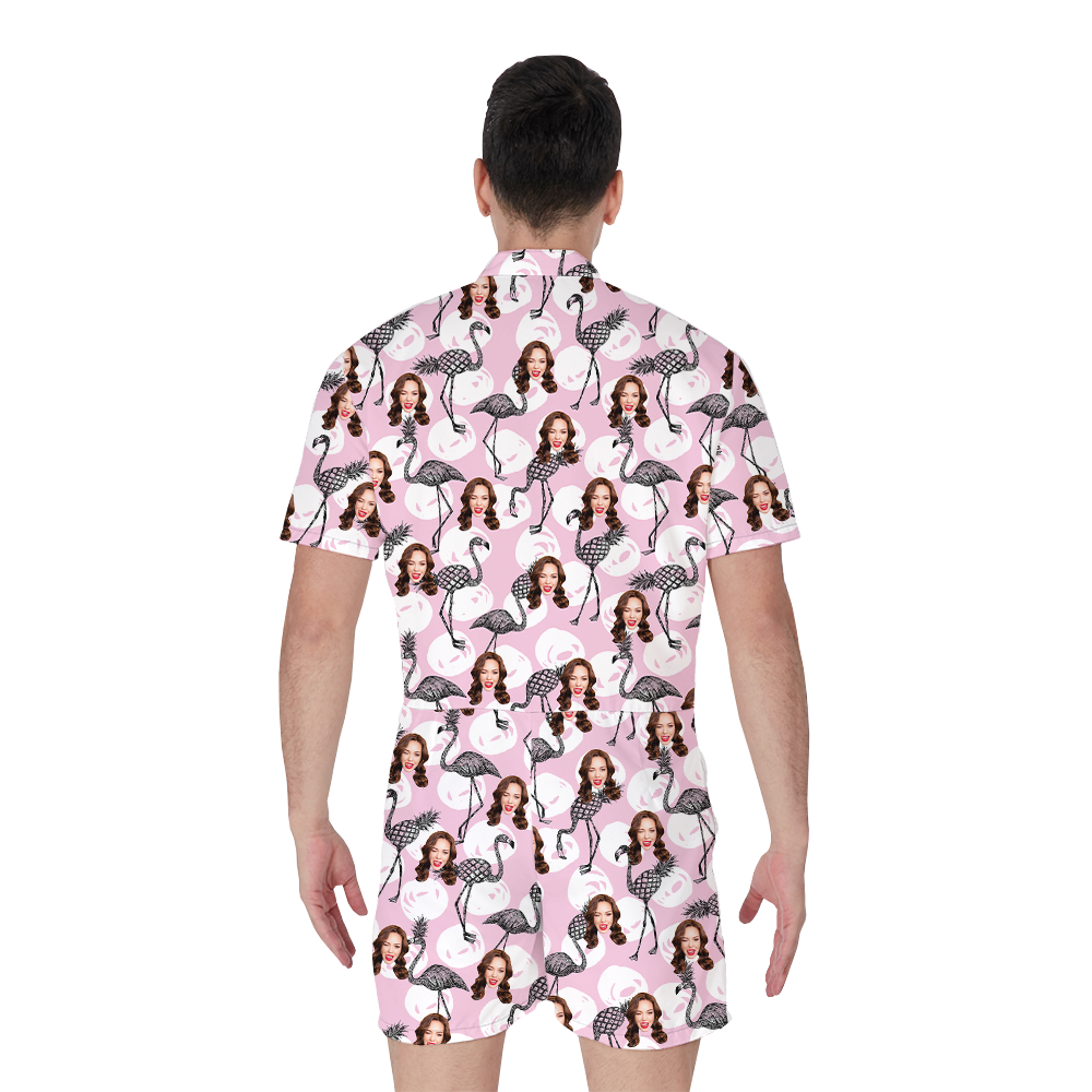 Custom Face Pineapple Flamingo Hawaiian Romper