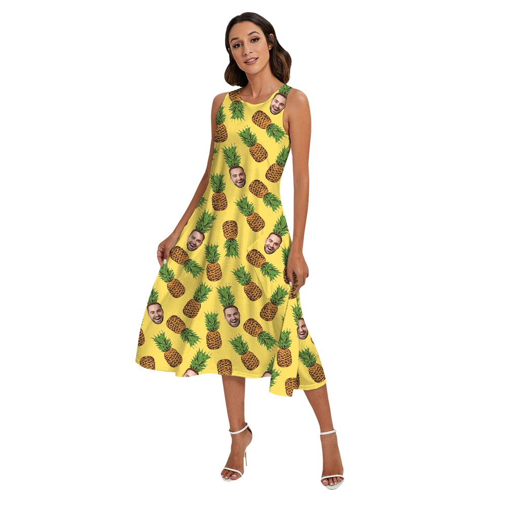 Funny Custom Face Pineapple Yellow Family Matching Hawaiian Outfits