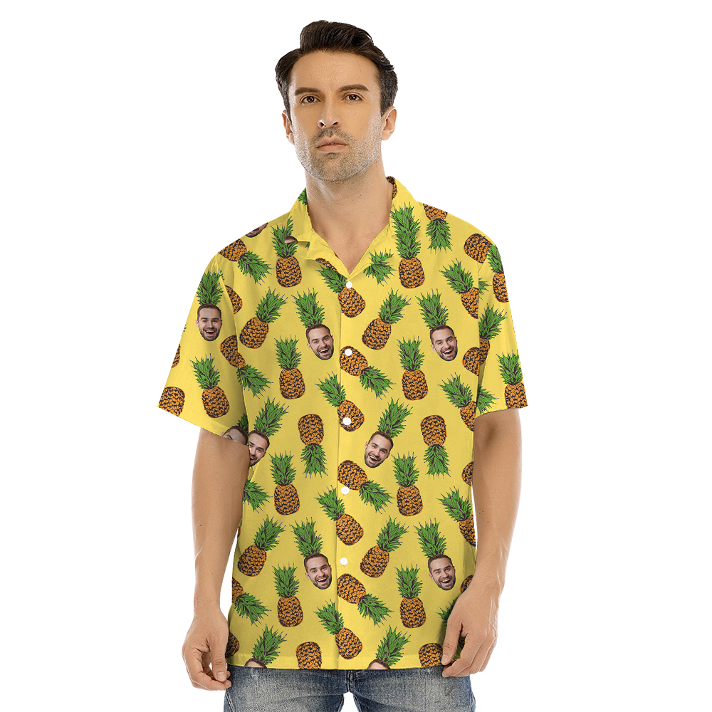 Funny Custom Face Pineapple Yellow Family Matching Hawaiian Outfits