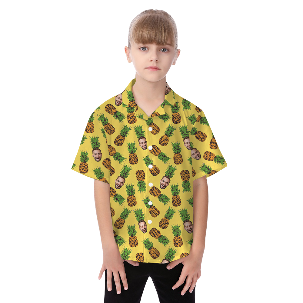 Funny Custom Face Pineapple Yellow Family Matching Hawaiian Outfits