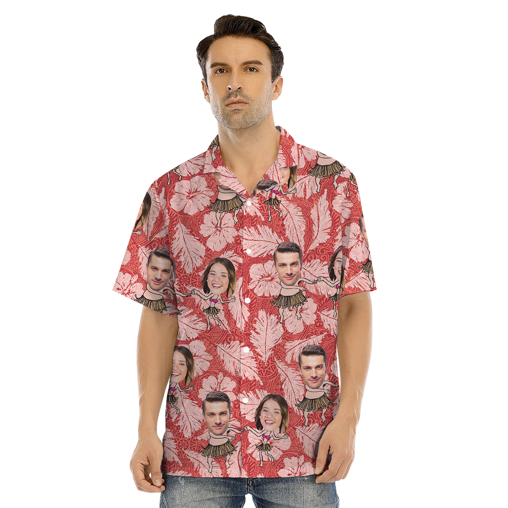 Funny Custom Face Hula Floral Matching Hawaiian Outfits For Family