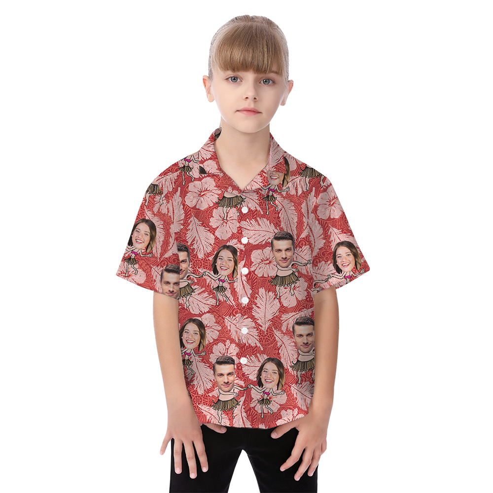 Funny Custom Face Hula Floral Matching Hawaiian Outfits For Family