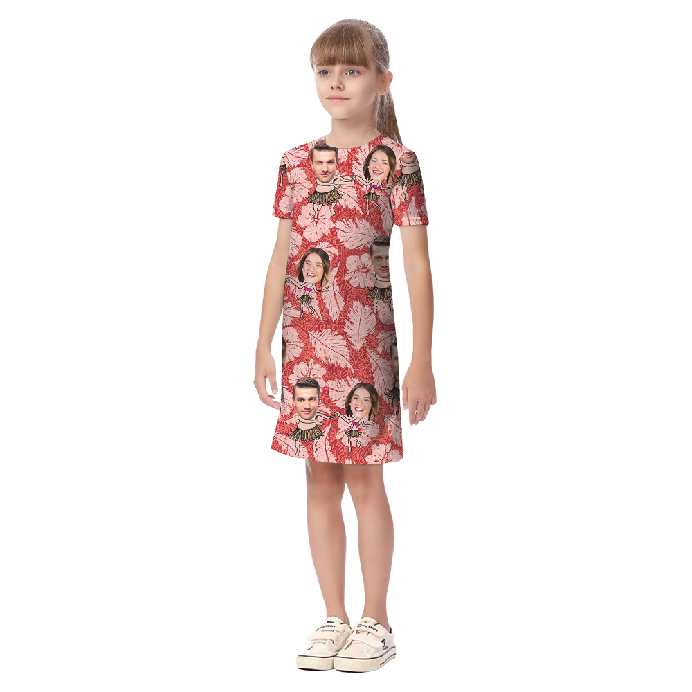 Funny Custom Face Hula Floral Matching Hawaiian Outfits For Family