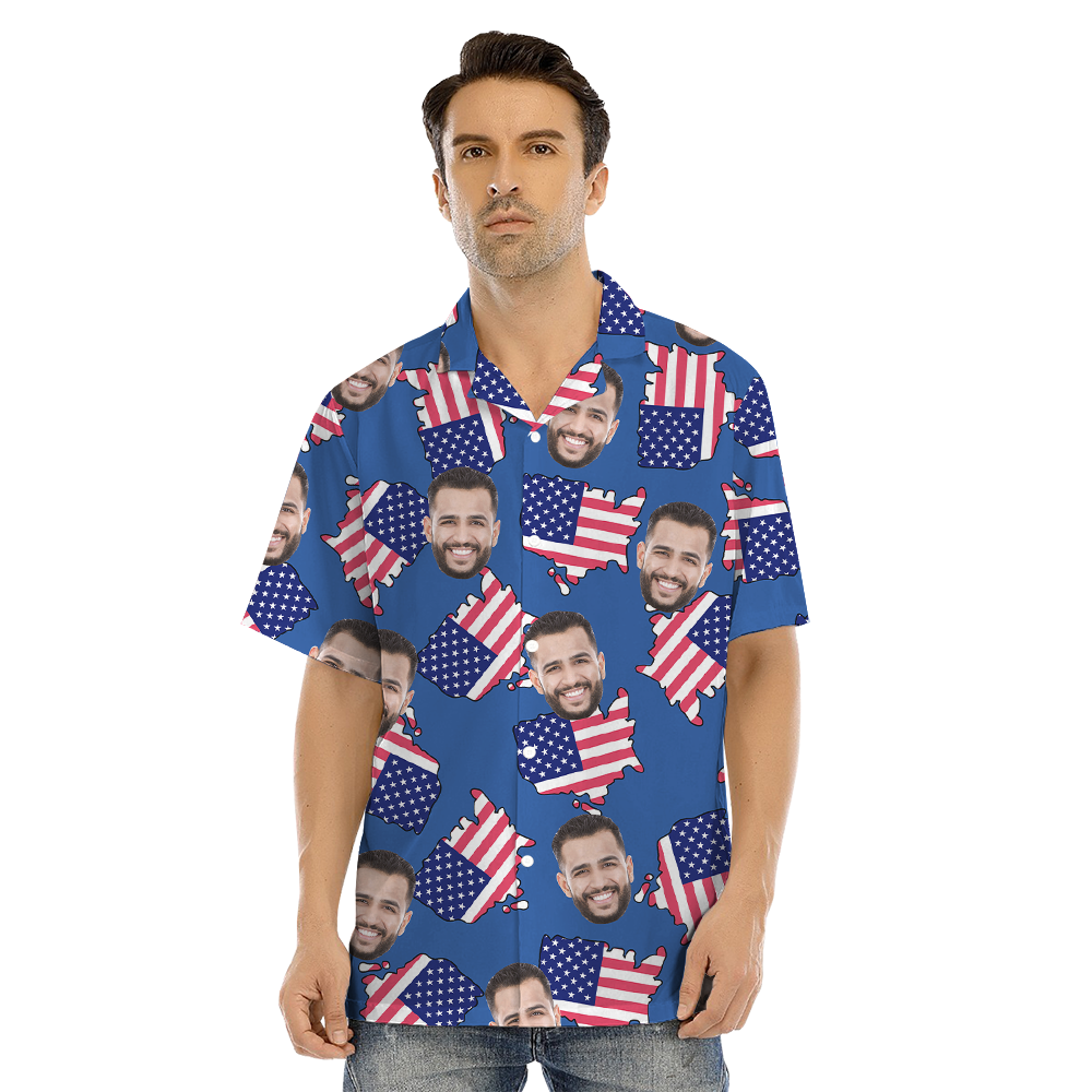 Custom Face USA Maps Matching Hawaiian Outfits For Family