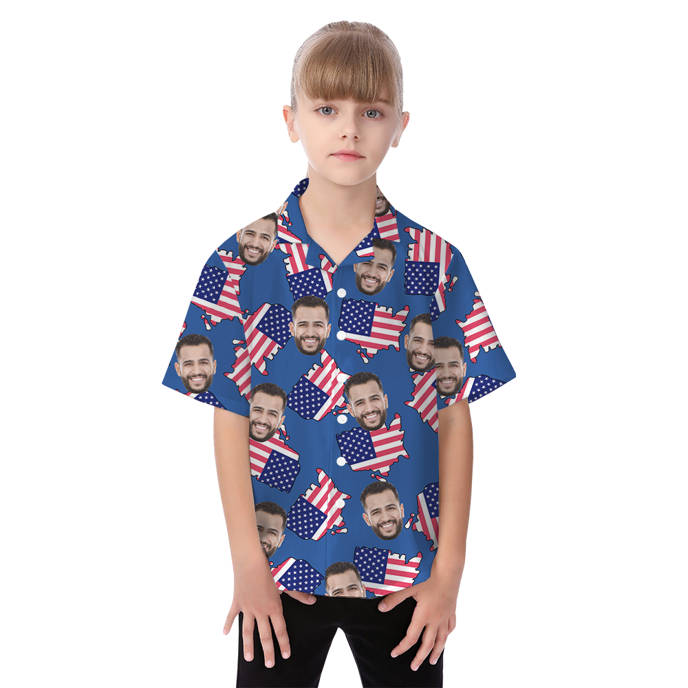Custom Face USA Maps Matching Hawaiian Outfits For Family