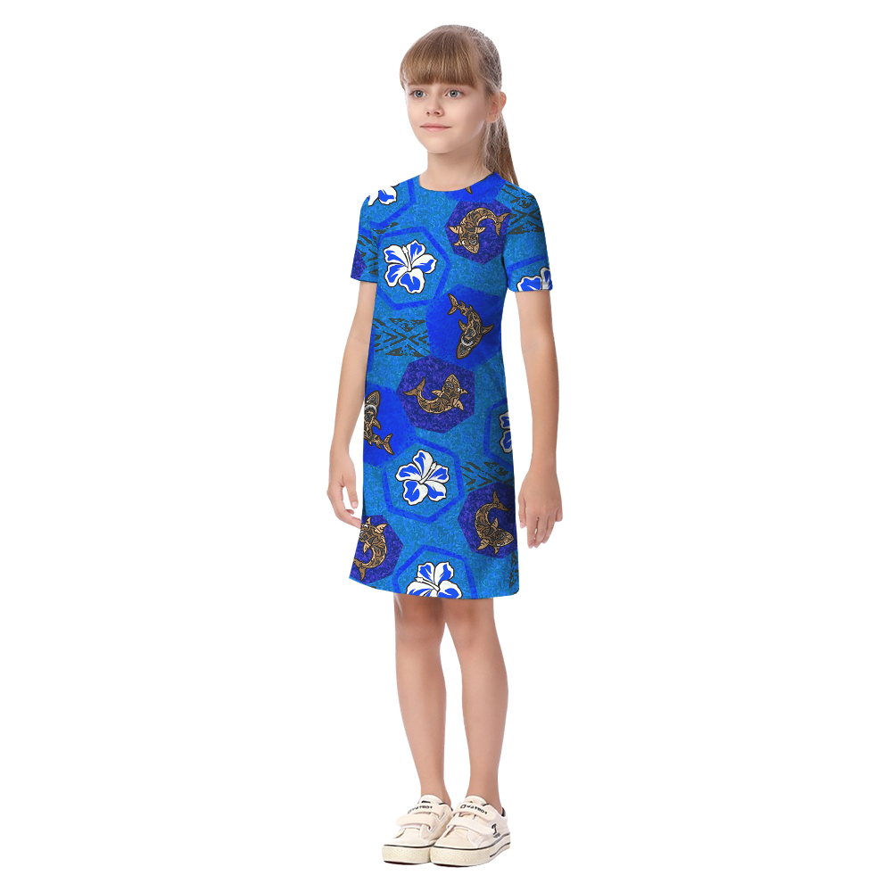 Vintage Shark Navy Matching Hawaiian Outfits For Family