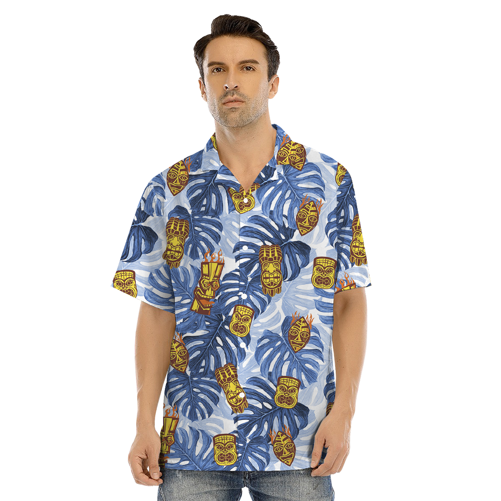 Cute Tiki Tropical Blue Matching Family Hawaiian Outfits
