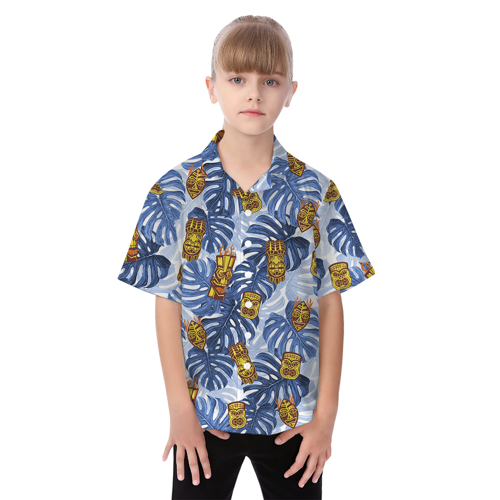 Cute Tiki Tropical Blue Matching Family Hawaiian Outfits