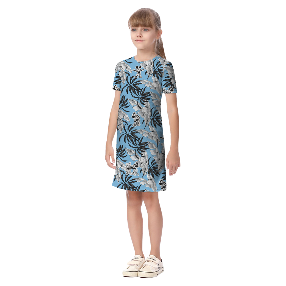 Tropical Blue Steamboat Willie Mickey Matching Family Hawaiian Shirt