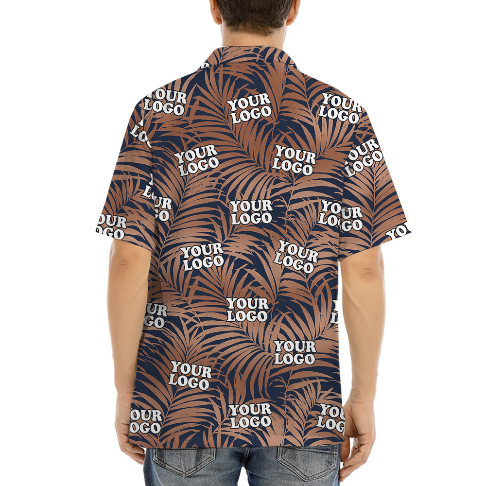 Custom Logo Brown Leaves Hawaiian Shirt