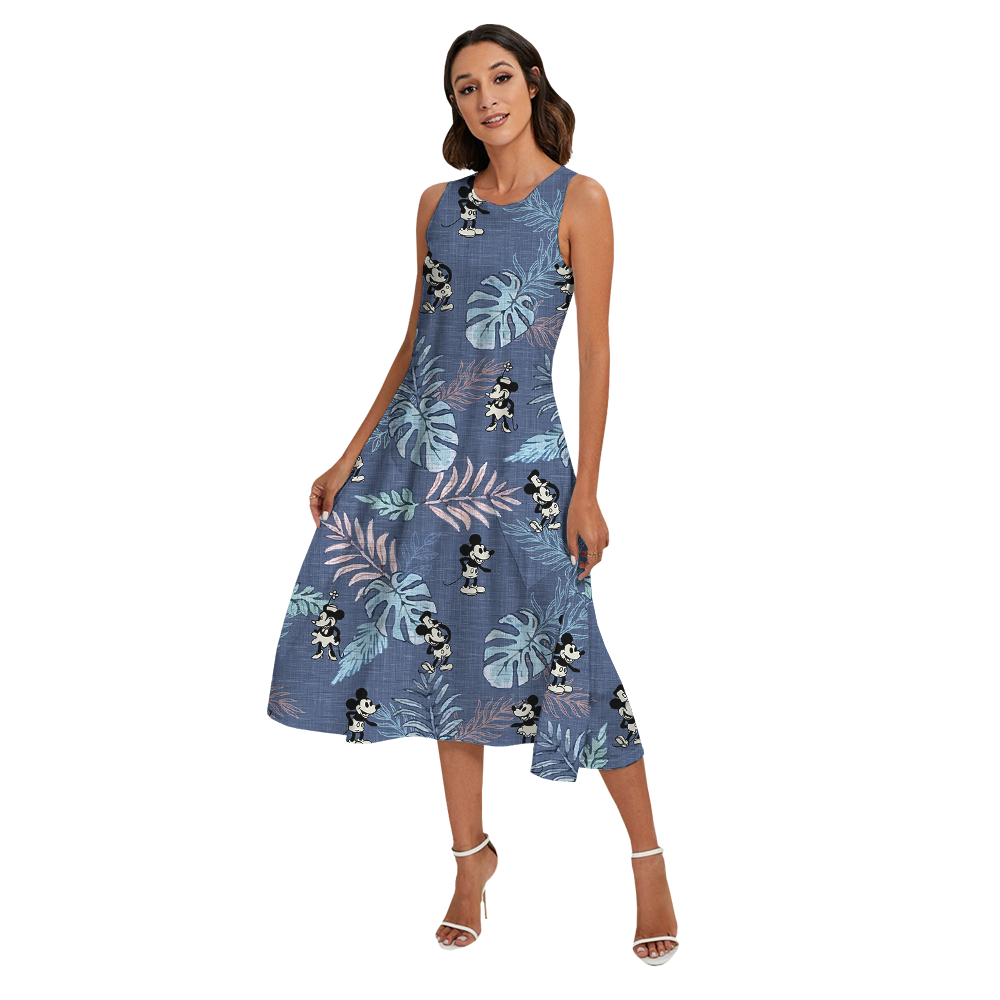 Navy Tropical Mickey Steamboat Willie Matching Family Hawaiian Outfits