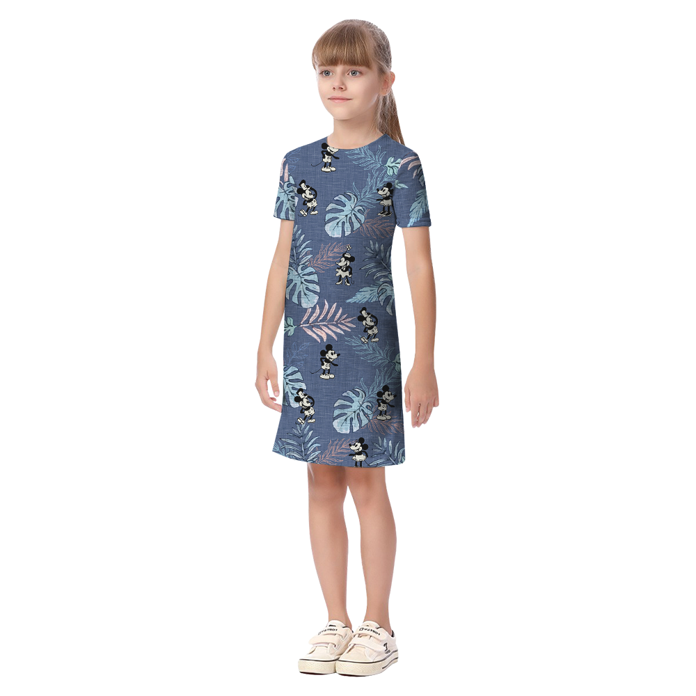 Navy Tropical Mickey Steamboat Willie Matching Family Hawaiian Outfits