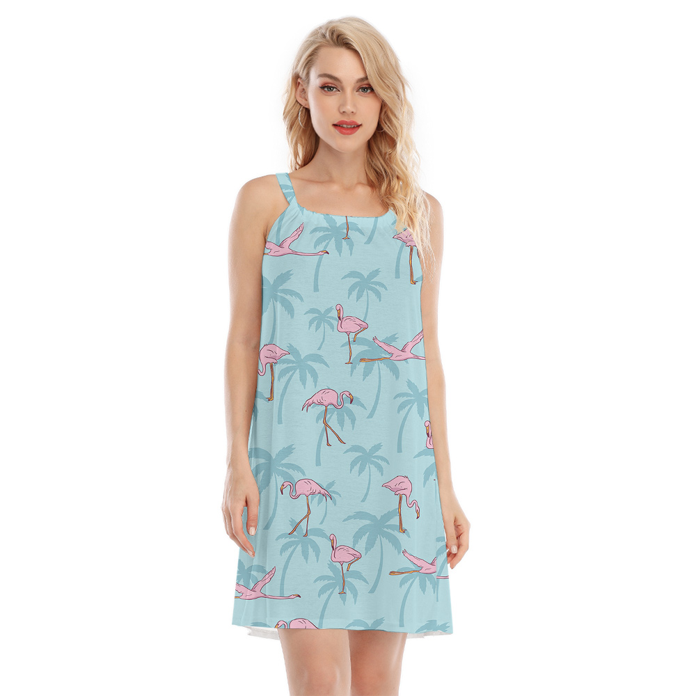 Flying Flamingo Light Blue Hawaiian Cami Dress - variant image 1